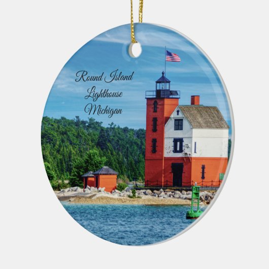 Round Island Lighthouse Keramisch Ornament (Links)