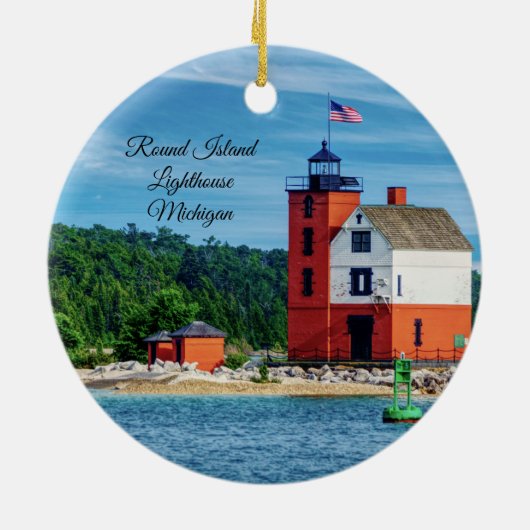 Round Island Lighthouse Keramisch Ornament (Achterkant)