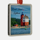 Round Island Lighthouse Metalen Ornament (Rechts)