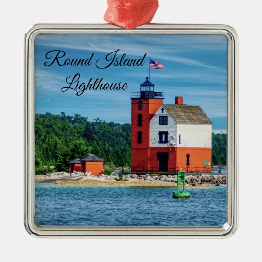 Round Island Lighthouse Metalen Ornament (Voorkant)