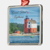 Round Island Lighthouse Metalen Ornament (Links)