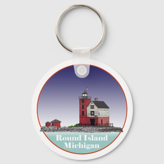 Round Island Lighthouse Sleutelhanger (Voorkant)