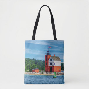 Round Island Lighthouse Tote Bag