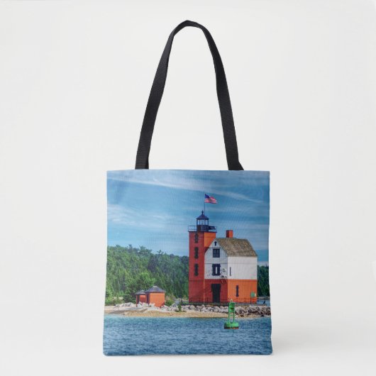 Round Island Lighthouse Tote Bag (Voorkant)
