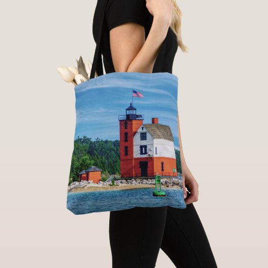 Round Island Lighthouse Tote Bag (Dichtbij)