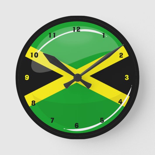 Round Jamaican Flag Wallklok Ronde Klok (Voorkant)