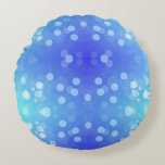 Round jellyfish-shaped pillow in a gradient rond kussen<br><div class="desc">Round jellyfish-shaped pillow in a gradient of blue and teal with white polka dots. The design is playful and whimsical, evoking a sense of tranquility.</div>