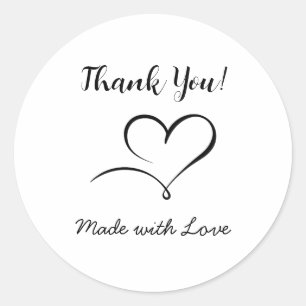 Round Label Sticker met Made with Love-boodschap