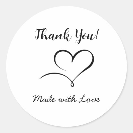 Round Label Sticker met Made with Love-boodschap (Voorkant)