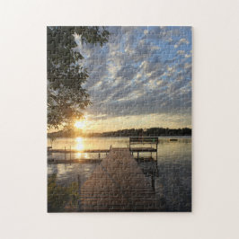 Round Lake Sunrise een van de Dock Puzzle Legpuzzel