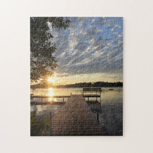 Round Lake Sunrise een van de Dock Puzzle Legpuzzel (Verticaal)