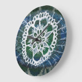 Round (Large) Wall Clock  Blue Mandala Edelweiss Grote Klok (Hoek)