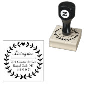 Round Laurel Wreath Familie retouradres Rubberstempel (Gestempeld)