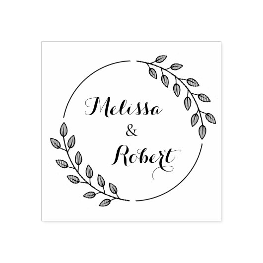 Round Leaves Wreath Custom Names Rubberstempel (Afrduk)