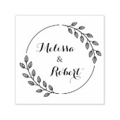 Round Leaves Wreath Custom Names Zelfinktende Stempel (Design)