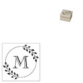 Round Leaves Wreath Monogram Initial 1x1 Rubberstempel (Gestempeld)