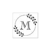 Round Leaves Wreath Monogram Initial 1x1 Rubberstempel (Afrduk)