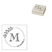 Round Leaves Wreath Monogram Initial Family Name Rubberstempel (Gestempeld)
