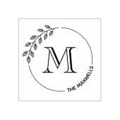 Round Leaves Wreath Monogram Initial Family Name Rubberstempel (Afrduk)