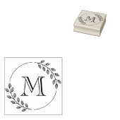 Round Leaves Wreath Monogram Initial Rubberstempel (Gestempeld)