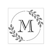 Round Leaves Wreath Monogram Initial Rubberstempel (Afrduk)