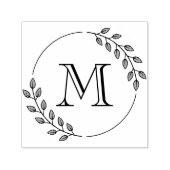 Round Leaves Wreath Monogram Initial Zelfinktende Stempel (Design)