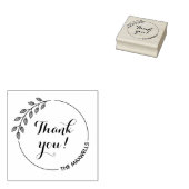 Round Leaves Wreath Thank You Family Name Rubberstempel (Gestempeld)