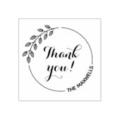 Round Leaves Wreath Thank You Family Name Rubberstempel (Afrduk)