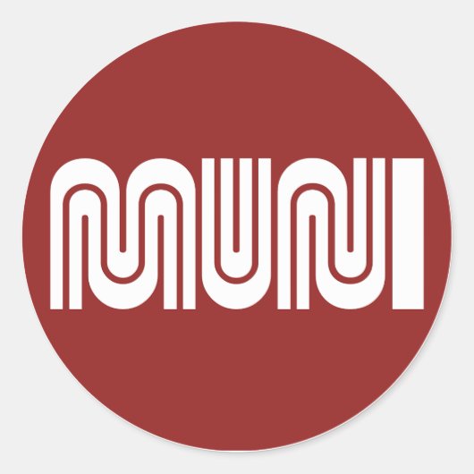 Round Maroon San Francisco Muni Sticker (Voorkant)