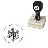 Round Modern Winter Snowflake Holiday Rubberstempel (Gestempeld)