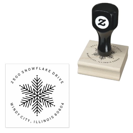 Round Modern Winter Snowflake Holiday Rubberstempel (Gestempeld)