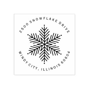 Round Modern Winter Snowflake Holiday Rubberstempel