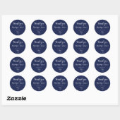 Round Navy Blue Wedding Stickers With White Hearts (Vel)