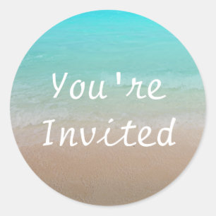 Round Ocean and Beach Je bent uitgenodigd Sticker