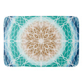 Round Ocean Waves Blauwgroen en Turquoise Mandala Badmat (Voorkant)