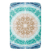 Round Ocean Waves Blauwgroen en Turquoise Mandala Badmat (Voorkant Verticaal)