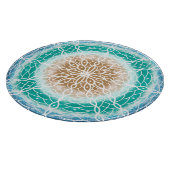 Round Ocean Waves Blauwgroen en Turquoise Mandala Snijplank (Hoek)