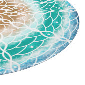 Round Ocean Waves Blauwgroen en Turquoise Mandala Snijplank (Hoek)