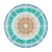 Round Ocean Waves Blauwgroen en Turquoise Mandala Snijplank (Voorkant)