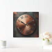 round old copper plate vierkante klok (Huis)