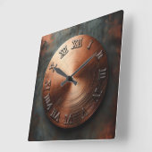 round old copper plate vierkante klok (Hoek)