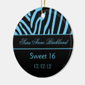 Round Ornament Light Blue Black Zebra Sweet 16 (Links)