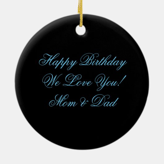 Round Ornament Light Blue Black Zebra Sweet 16 (Achterkant)