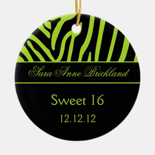Round Ornament Limoen Black Zebra Sweet 16 (Voorkant)