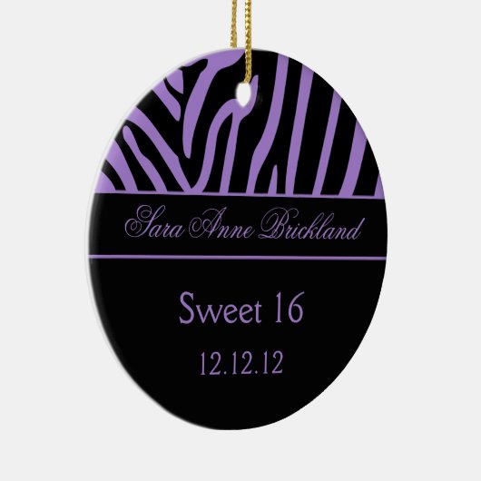 Round Ornament Paars Black Zebra Sweet 16 (Rechts)