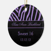 Round Ornament Paars Black Zebra Sweet 16 (Links)