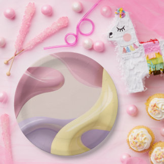 Round paper plate in stylish abstract graphic papieren bordje