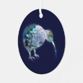 Round Pāua Kiwi-kerstdecoratie Metalen Ornament (Voorkant links)
