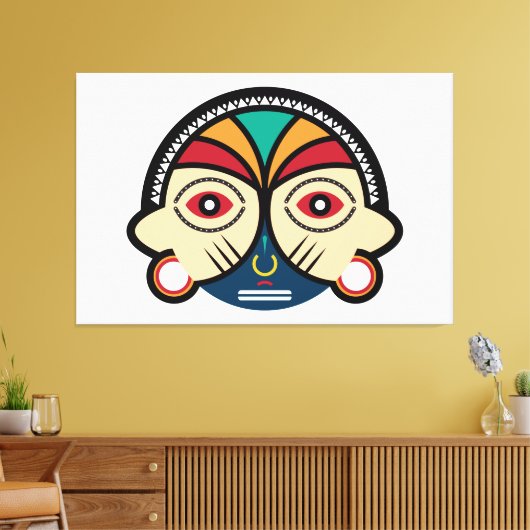 Round Pende Mask Canvas Afdruk (Insitu (Woonkamer))