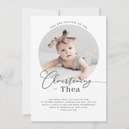 Round Photo Christening Uitnodiging (Voorkant)